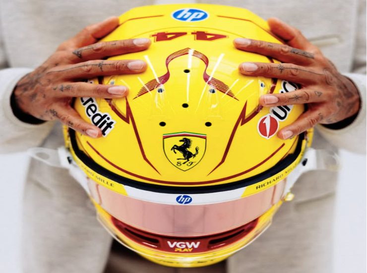 Hamilton in Ferrari 